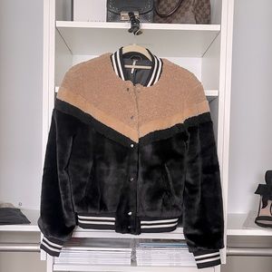 Free people mixed faux fur bomber